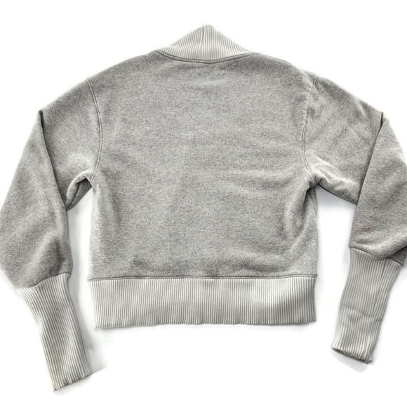 AGOLDE Klara Heather Grey Extended V-Neck Heavyweight Brushed Fleece Sweatshirt - Picture 2 of 12